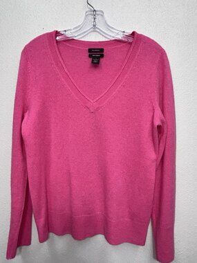 Halogen Cashmere V Neck Sweater Small Pink Long Sleeve Office Career Work Soft